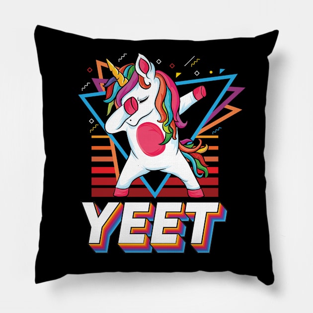 Cute unicorn dab dance funny magical Dabbing unicorn cool Retro Yeet Pillow by UNXart