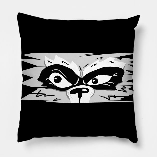 Raccoon Eyes Pillow by SNK Kreatures