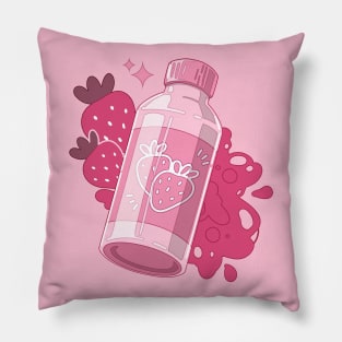 The cute pink strawberry milk bottle Pillow