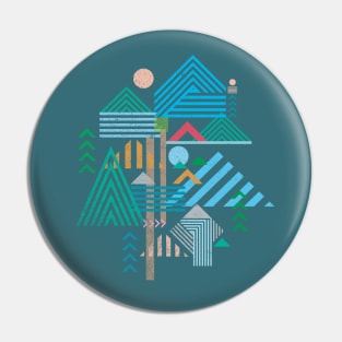 Retro Geometric Mountains Pin