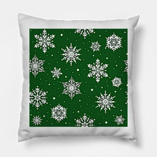 Christmas Folk Snowflakes2 Green Pillow
