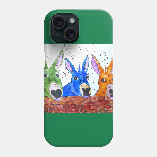 Three Quirky Colourful Donkeys Phone Case by Casimirasquirkyart