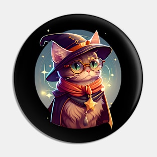 Witch Cat Wishes Happy Meowloween Pin