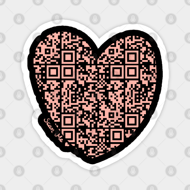 Pastel Red Rick Astley Rickroll QR Code Heart Art Magnet by VictoriaLehnard