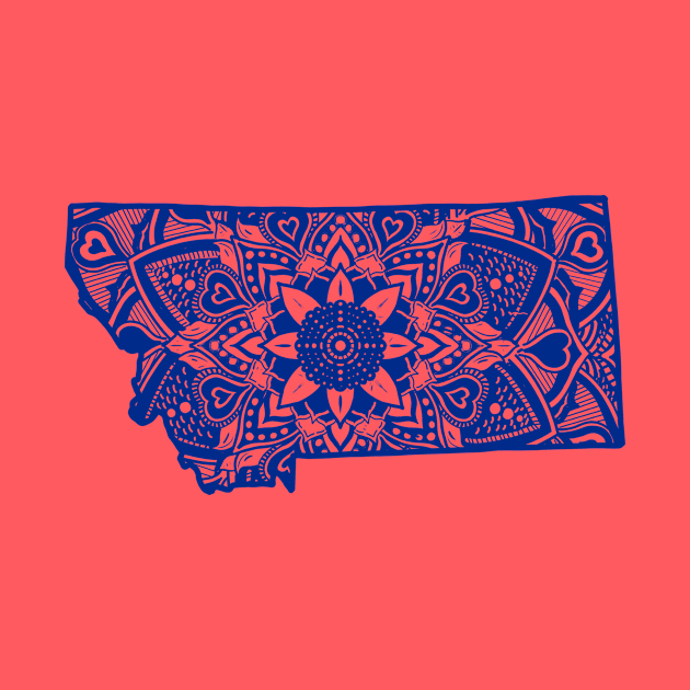 Blue Montana State Gift Mandala Yoga MN Art by Get Hopped Apparel