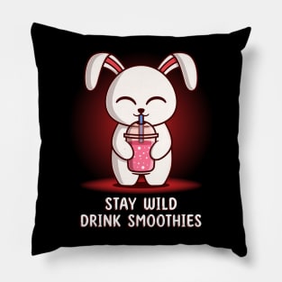 Cute Kawaii Bunny Drinking Smoothie Pillow