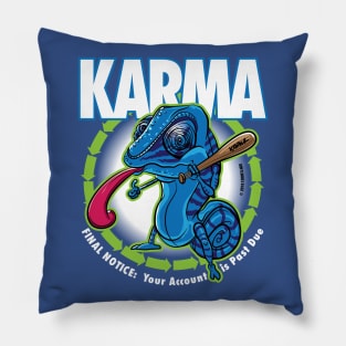 Karma Chameleon with Baseball Bat Cartoon Pillow