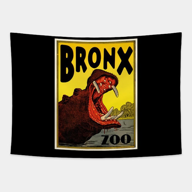 Vintage Hippo Visit The Zoo Bronx Tapestry by AxeandCo