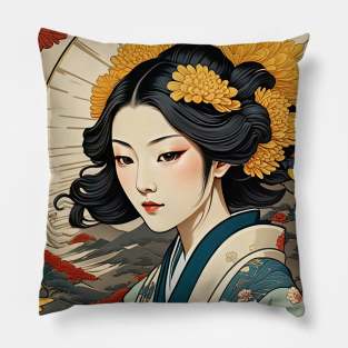 Sun Japanese girl Pillow