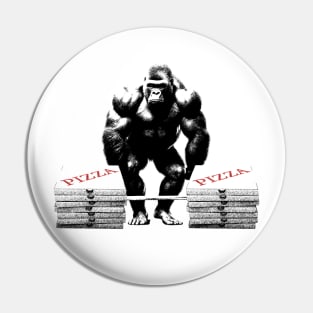 Gorilla Lifting Boxes of Pizza Funny Pin