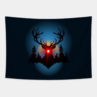 Holiday Spirit Christmas Outdoors red nose reindeer Tapestry