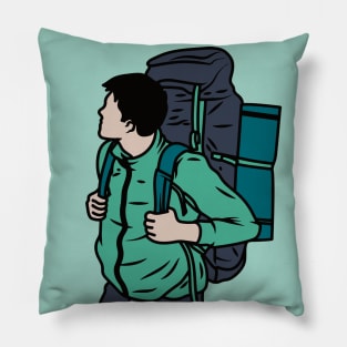 Backpacker Cartoon Pillow
