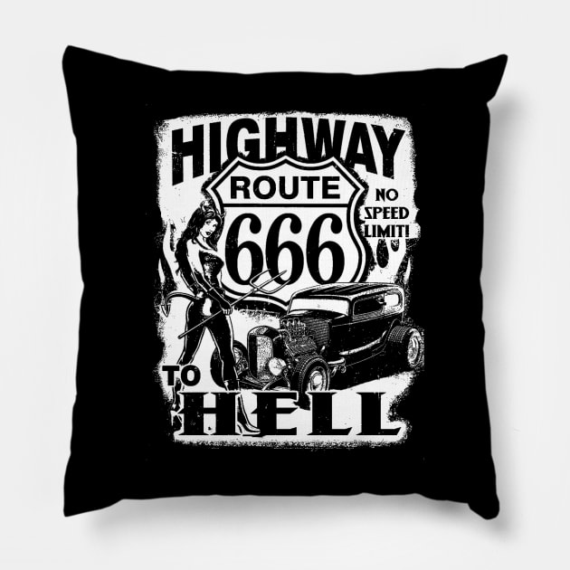 Route 666 - Highway to hell Pillow by CosmicAngerDesign