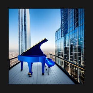 A Blue Piano Sitting On Top Of A Skyscraper T-Shirt