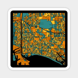 Long Beach Map Pattern in Orange & Teal Magnet