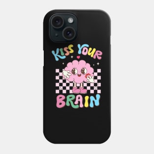 Kiss Your Brain Retro Valentines Day Teacher Squad Kid Phone Case