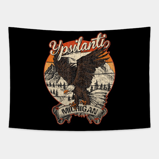 Ypsilanti Michigan Bald Eagle Retro Vintage Aesthetic Tapestry by aavejudo