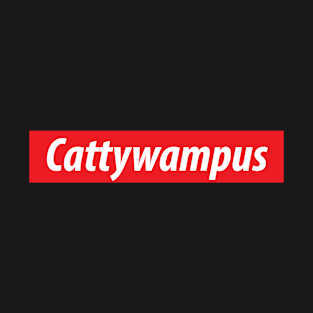 Funny ​'Cattywampus' Alabama USA slang white text on a red background T-Shirt