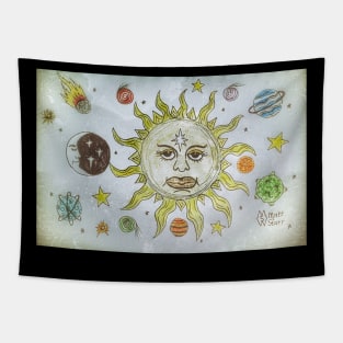 The sun, moon, planets and stars Tapestry
