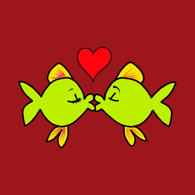 kissing fish by wolfmanjaq