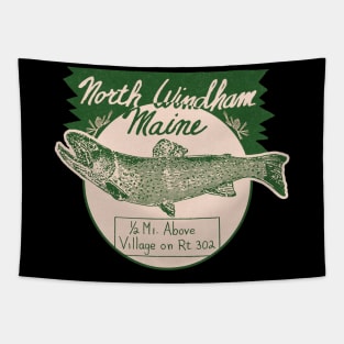 Vintage Maine Fishing Camp Tapestry