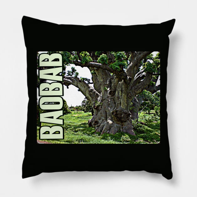 "Gouye Sipi" the Ancient Mystical Sacred Baobab Tree Pillow by Tony Cisse Art Originals