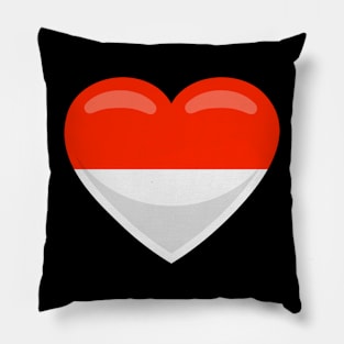 Indonesia Flag Heart Pillow