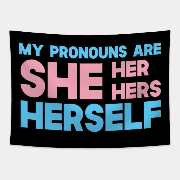 My Pronouns Are She Her Hers Herself Tapestry by SusurrationStudio
