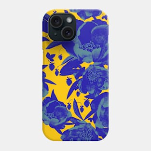 Monochrome blue florals Phone Case