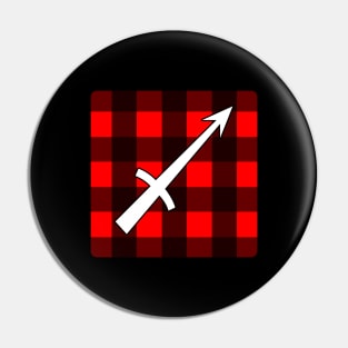 Sagittarius Zodiac Horoscope Buffalo Plaid Square Monogram Pin