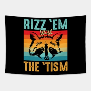 Rizz Em With The Tism Raccoon Tapestry