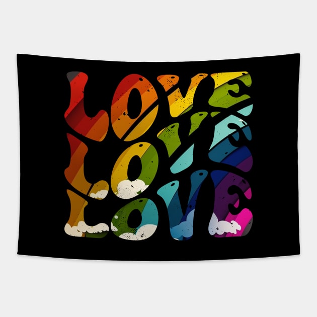 Rainbow of Love Love Love Tapestry by Gaiawave