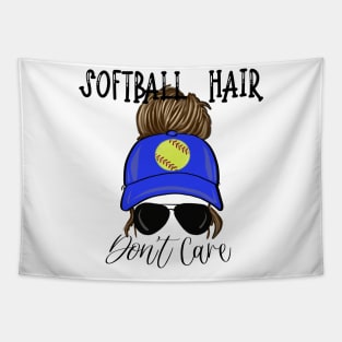 Softball Hair Don’t Care Girl Messy Bun in Cap Tapestry