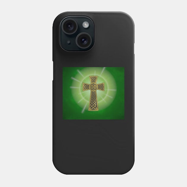 Celtic Cross on a Field of Green Phone Case by SolarCross