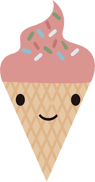 Cute Kawaii Strawberry Ice Cream Cone Kids T-Shirt by Hedgie Designs