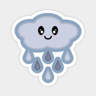 Kawaii Cute Happy Rain Cloud in Blue Magnet