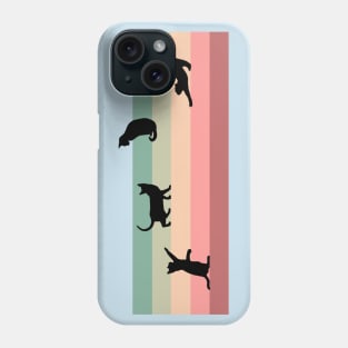 Cat Silhouettes against Retro Color Stripes Phone Case