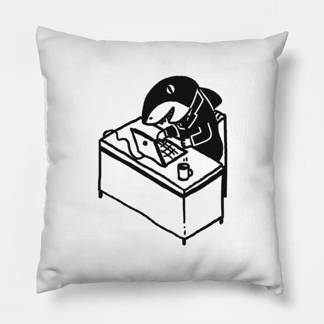 Working Shark In A Suit Pillow by aliensuit