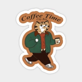 coffe and cat,coffee lover,coffee time Magnet