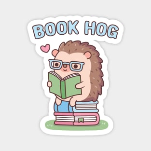 Funny Book Hog Pun, Cute Hedgehog Loves Reading Magnet