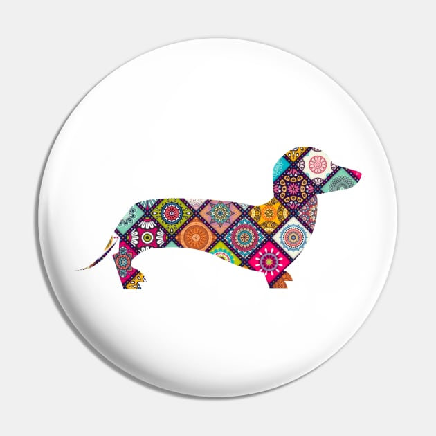 Floral Dachshund Sausage Dog Graphic Mandala Tee Pin by ghsp