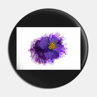 Purple pansy with paint splatter effect Pin