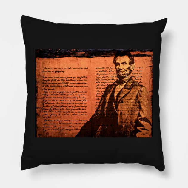 Abraham Lincoln and the Gettysburg Address Pillow by Overthetopsm