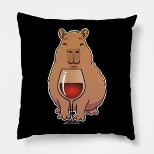 Capybara with a glass of wine Pillow