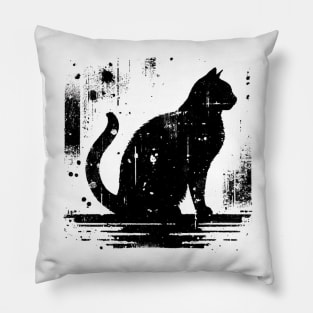 Classic Kitten Stress Awareness Silhouette Art Cat Pillow