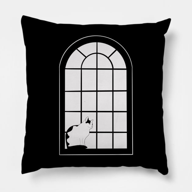 Cat at the window Pillow by milica_store