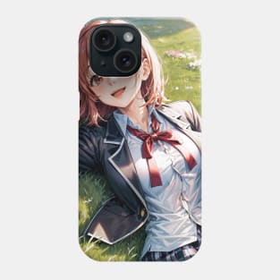 yuigahama lying on the grass Phone Case