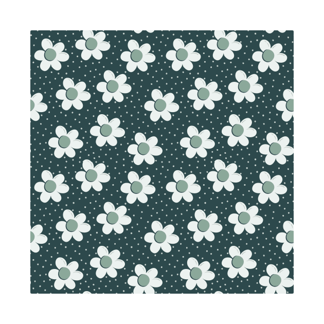 Pattern with daisy flowers and polka dot ornament by DanielK