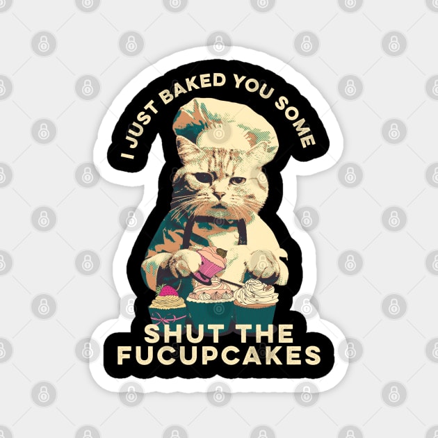 Fucupcakes - Retro Cat Magnet by Real Pendy