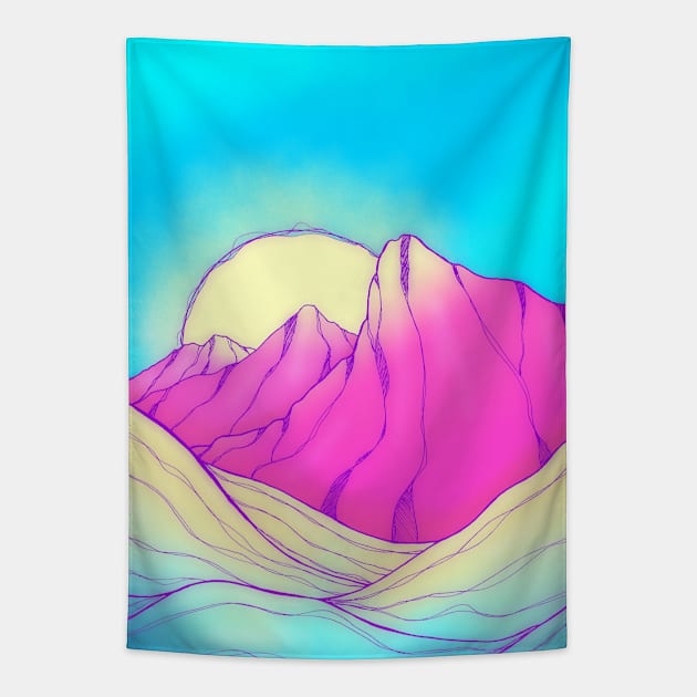 Spring Pink Seacliffs Tapestry by Swadeillustrations